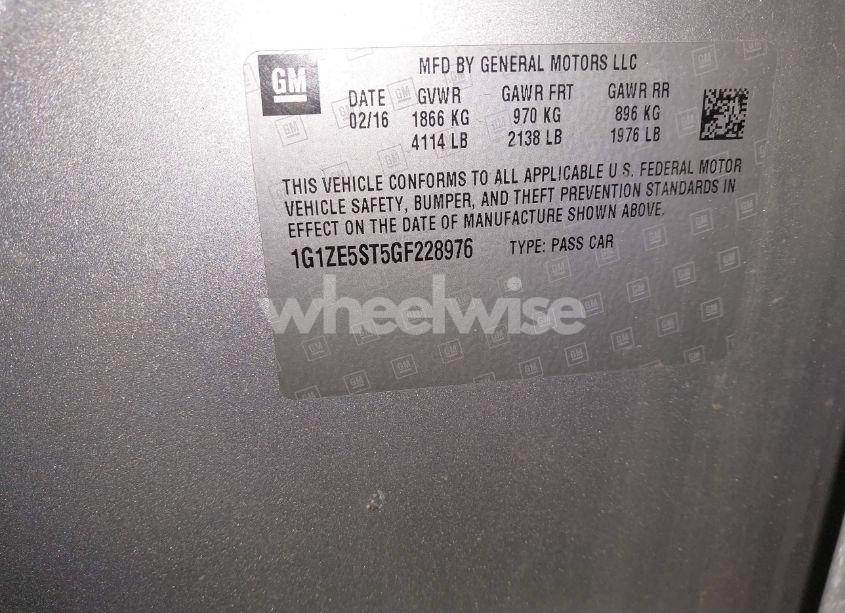 Photo 9 of 2016 Chevrolet Malibu 1LT (VIN 1G1ZE5ST5GF228976)