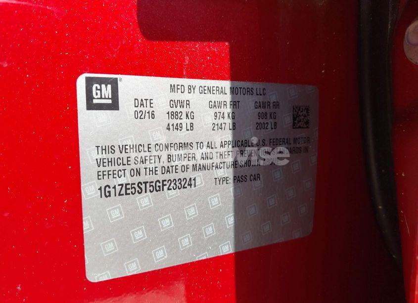 Photo 8 of 2016 Chevrolet Malibu 1LT (VIN 1G1ZE5ST5GF233241)