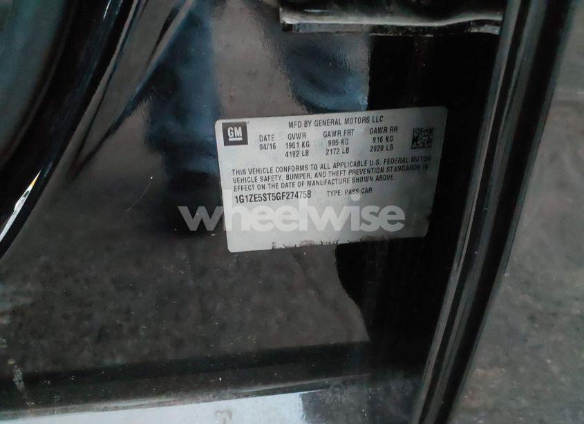 Photo 9 of 2016 Chevrolet Malibu 1LT (VIN 1G1ZE5ST5GF274758)