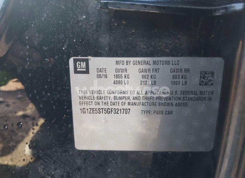 Photo 9 of 2016 Chevrolet Malibu 1LT (VIN 1G1ZE5ST5GF321707)