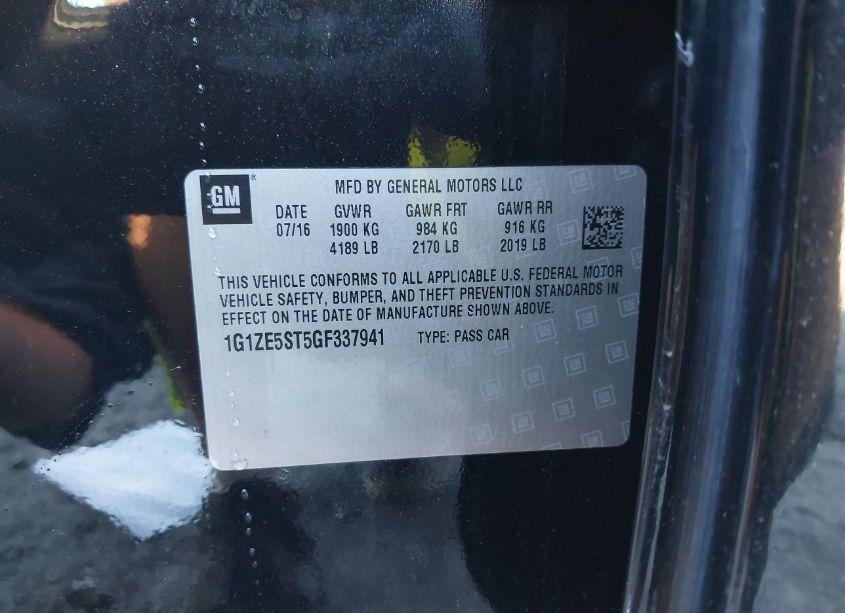 Photo 9 of 2016 Chevrolet Malibu 1LT (VIN 1G1ZE5ST5GF337941)