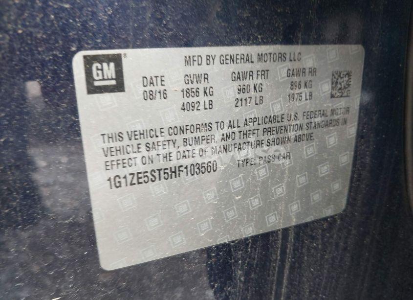 Photo 9 of 2017 Chevrolet Malibu 1LT (VIN 1G1ZE5ST5HF103560)