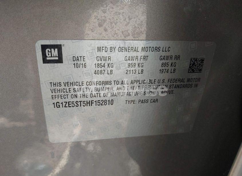 Photo 9 of 2017 Chevrolet Malibu 1LT (VIN 1G1ZE5ST5HF152810)