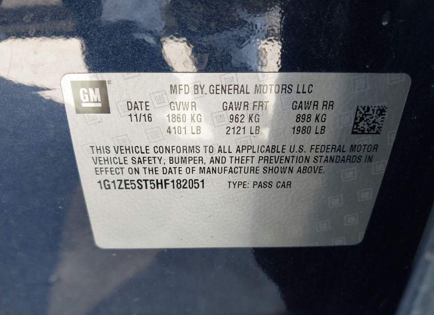 Photo 9 of 2017 Chevrolet Malibu 1LT (VIN 1G1ZE5ST5HF182051)