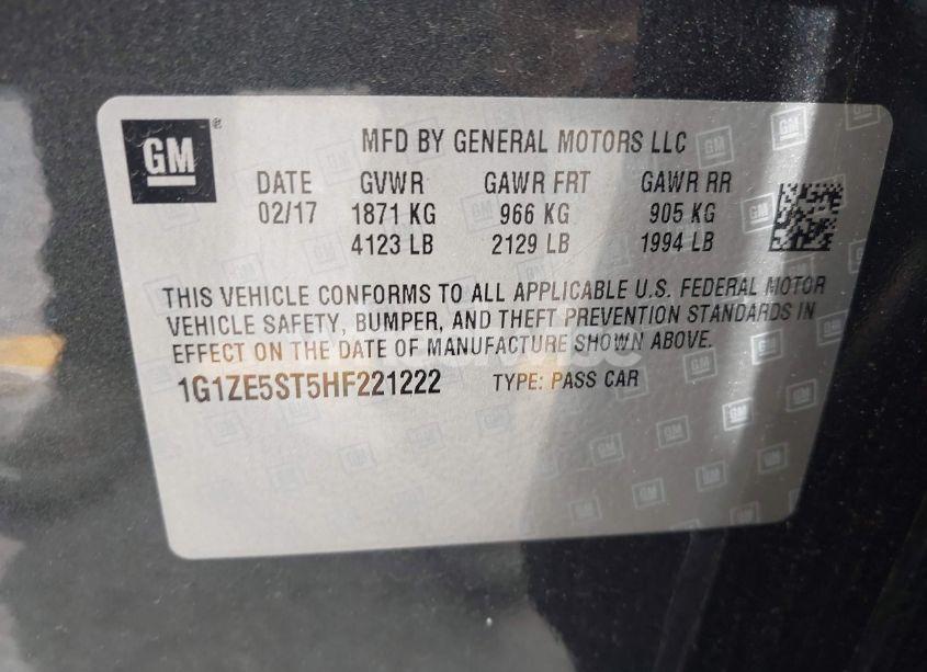 Photo 9 of 2017 Chevrolet Malibu 1LT (VIN 1G1ZE5ST5HF221222)