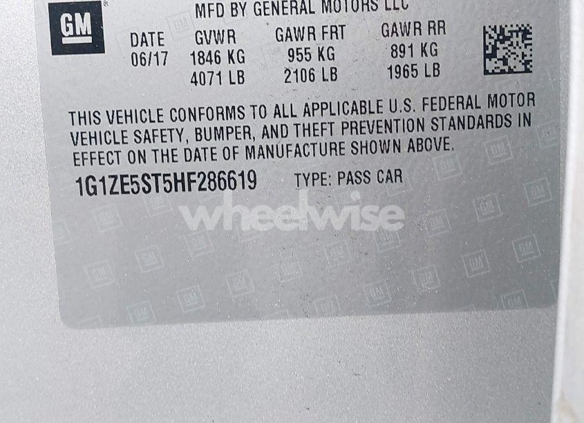 Photo 9 of 2017 Chevrolet Malibu 1LT (VIN 1G1ZE5ST5HF286619)