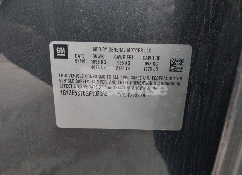 Photo 9 of 2016 Chevrolet Malibu 1LT (VIN 1G1ZE5ST6GF193865)