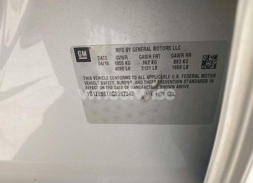 Photo 9 of 2016 Chevrolet Malibu 1LT (VIN 1G1ZE5ST6GF287342)