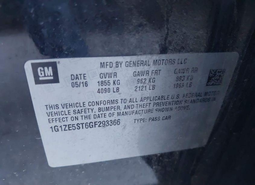 Photo 9 of 2016 Chevrolet Malibu 1LT (VIN 1G1ZE5ST6GF293366)