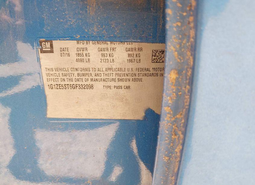 Photo 9 of 2016 Chevrolet Malibu 1LT (VIN 1G1ZE5ST6GF332098)