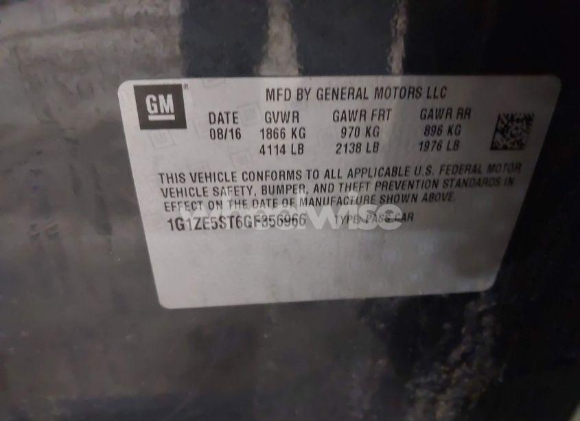 Photo 9 of 2016 Chevrolet Malibu 1LT (VIN 1G1ZE5ST6GF356966)