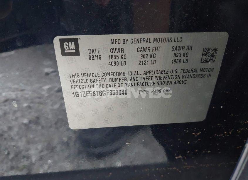 Photo 9 of 2016 Chevrolet Malibu 1LT (VIN 1G1ZE5ST6GF358040)