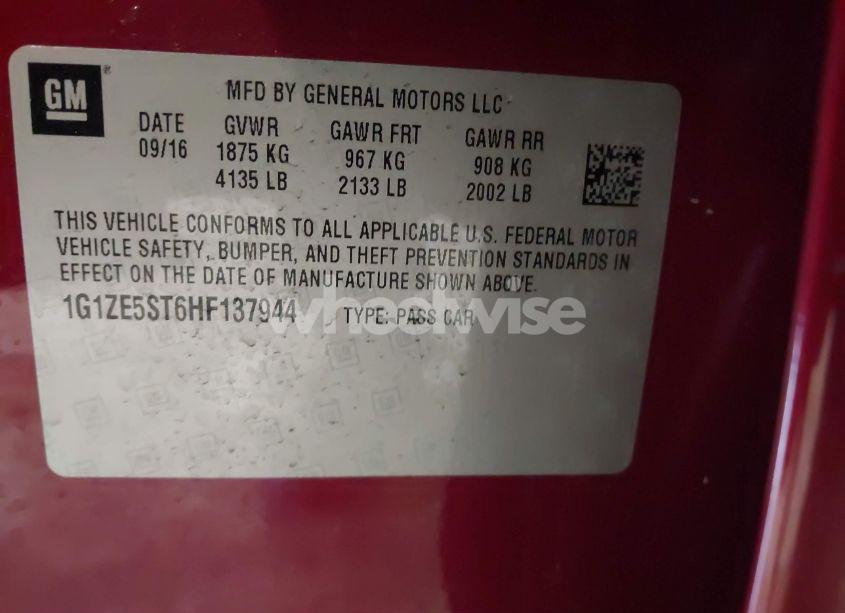 Photo 9 of 2017 Chevrolet Malibu 1LT (VIN 1G1ZE5ST6HF137944)