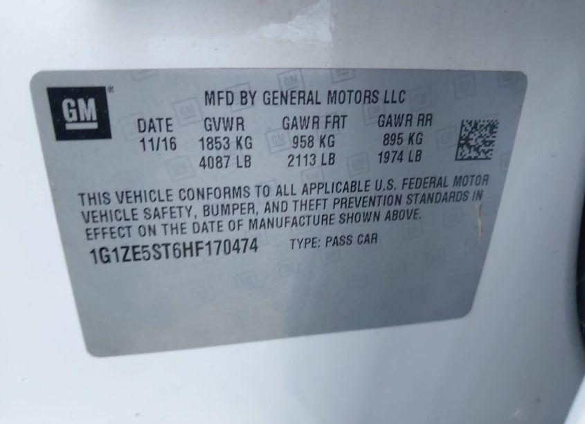 Photo 9 of 2017 Chevrolet Malibu 1LT (VIN 1G1ZE5ST6HF170474)