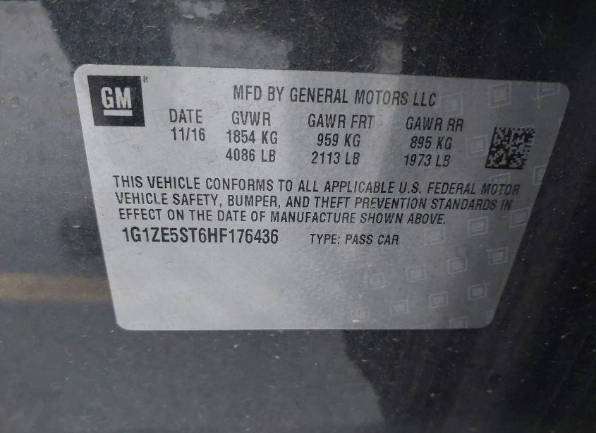 Photo 9 of 2017 Chevrolet Malibu 1LT (VIN 1G1ZE5ST6HF176436)