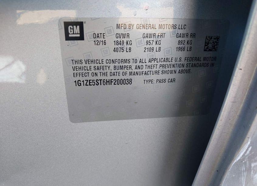 Photo 9 of 2017 Chevrolet Malibu 1LT (VIN 1G1ZE5ST6HF200038)