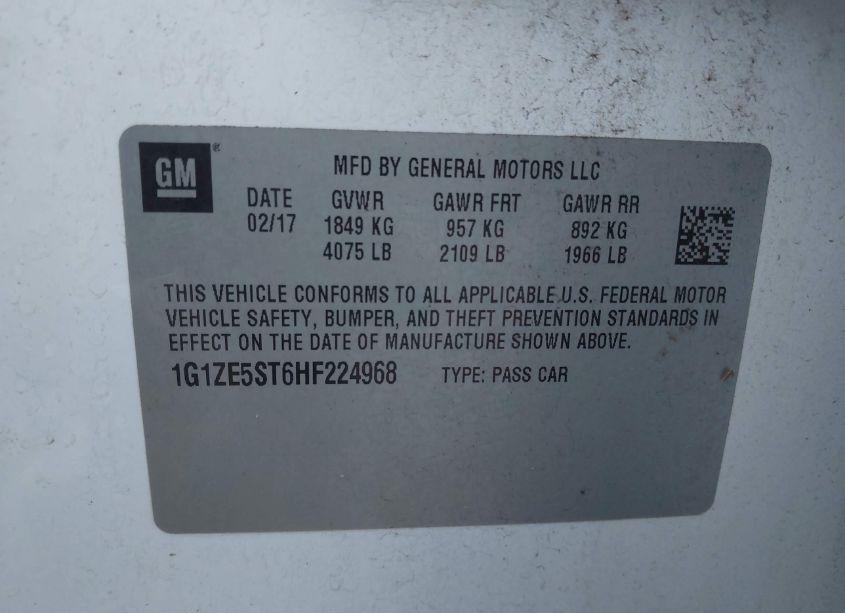 Photo 9 of 2017 Chevrolet Malibu 1LT (VIN 1G1ZE5ST6HF224968)