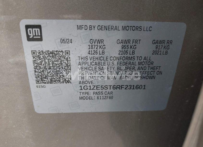 Photo 9 of 2024 Chevrolet Malibu FWD 2LT (VIN 1G1ZE5ST6RF231601)