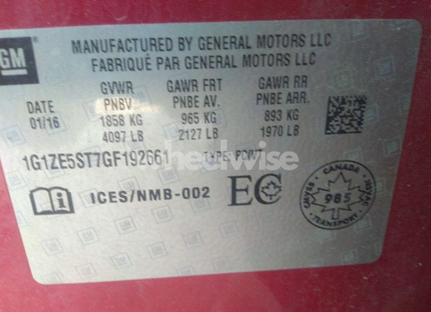 Photo 9 of 2016 Chevrolet Malibu LT (VIN 1G1ZE5ST7GF192661)