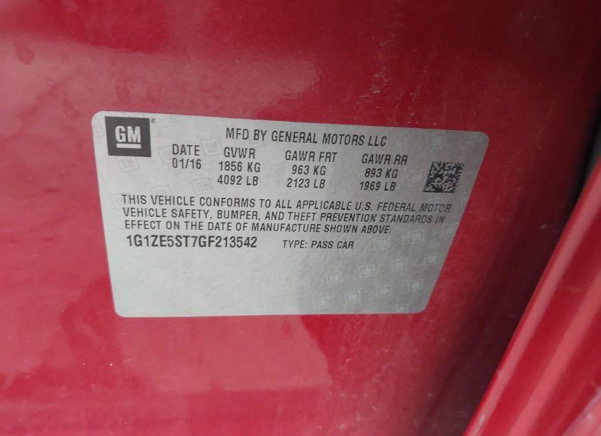 Photo 9 of 2016 Chevrolet Malibu 1LT (VIN 1G1ZE5ST7GF213542)