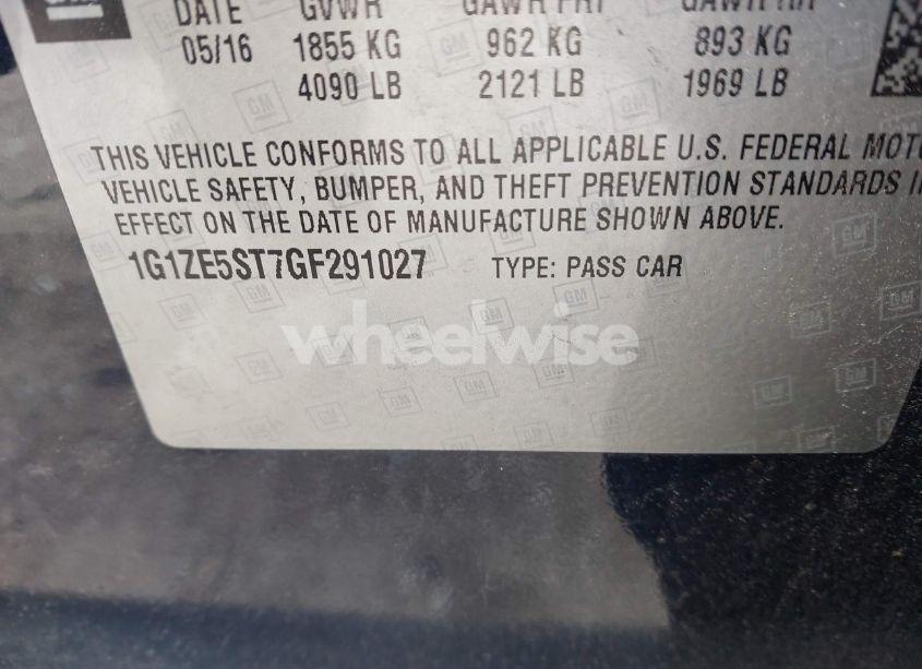 Photo 9 of 2016 Chevrolet Malibu 1LT (VIN 1G1ZE5ST7GF291027)