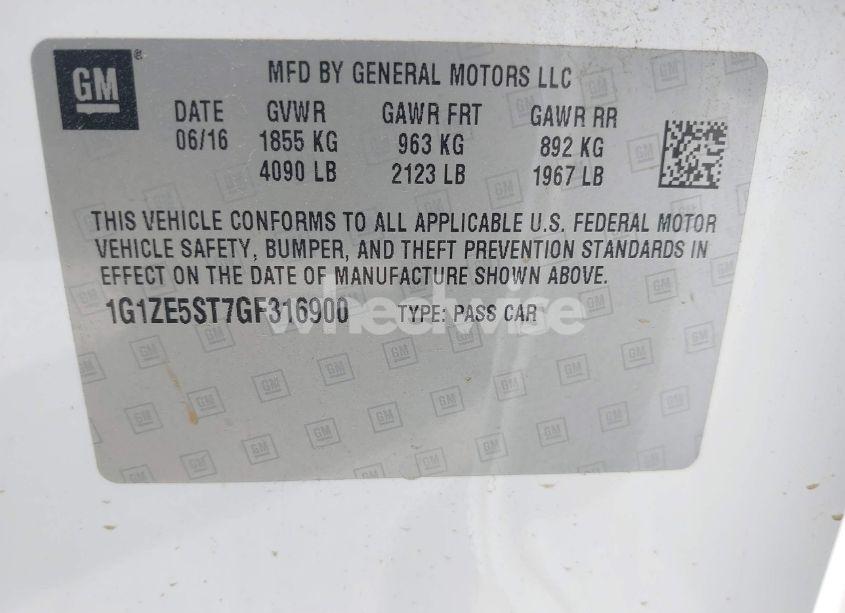 Photo 9 of 2016 Chevrolet Malibu 1LT (VIN 1G1ZE5ST7GF316900)