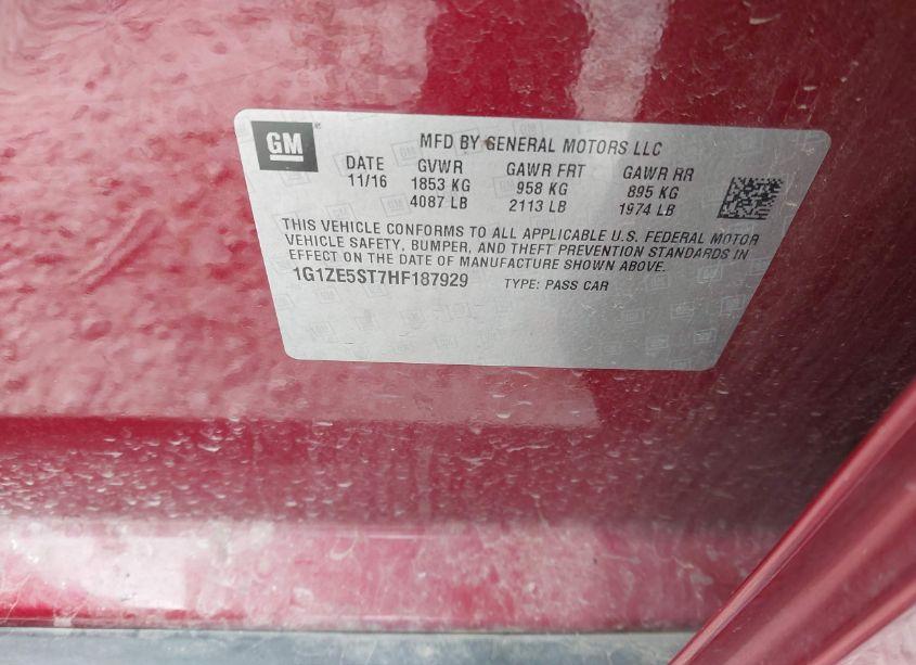 Photo 9 of 2017 Chevrolet Malibu 1LT (VIN 1G1ZE5ST7HF187929)