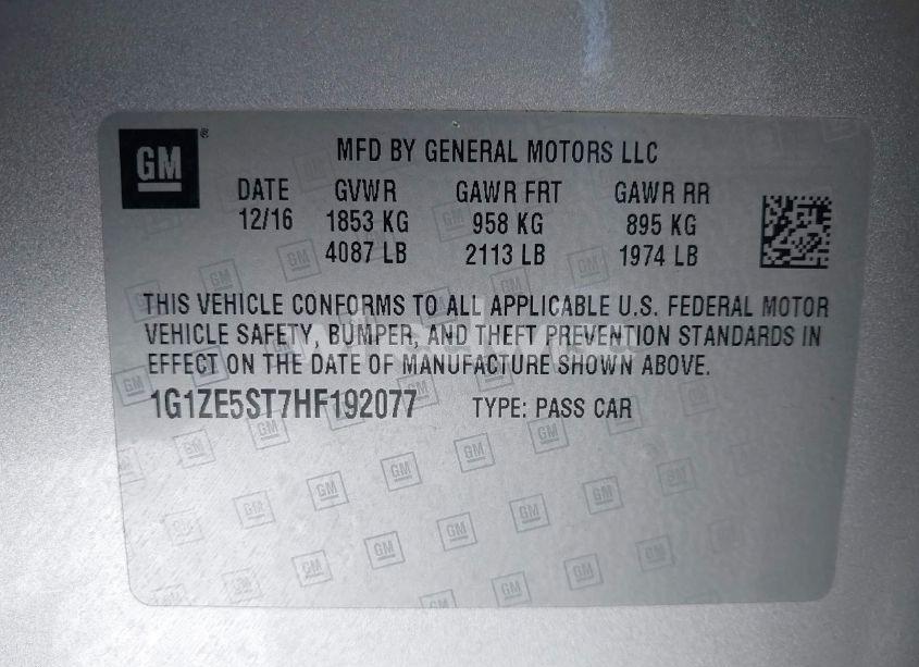 Photo 9 of 2017 Chevrolet Malibu 1LT (VIN 1G1ZE5ST7HF192077)