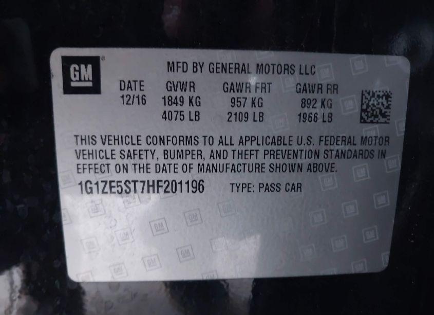 Photo 9 of 2017 Chevrolet Malibu 1LT (VIN 1G1ZE5ST7HF201196)