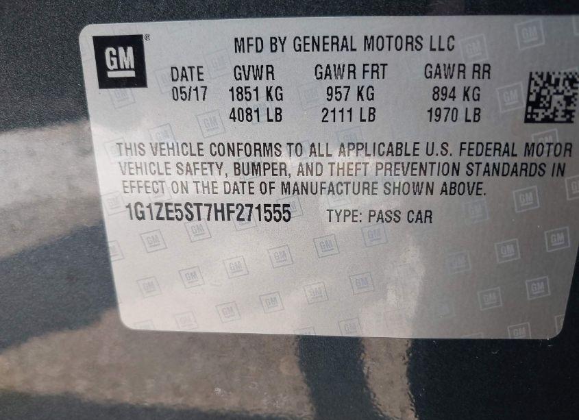 Photo 9 of 2017 Chevrolet Malibu 1LT (VIN 1G1ZE5ST7HF271555)