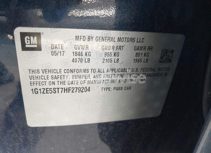 Photo 9 of 2017 Chevrolet Malibu 1LT (VIN 1G1ZE5ST7HF279204)