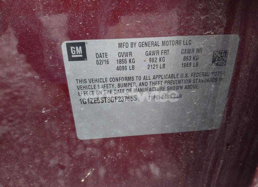 Photo 9 of 2016 Chevrolet Malibu 1LT (VIN 1G1ZE5ST8GF237655)