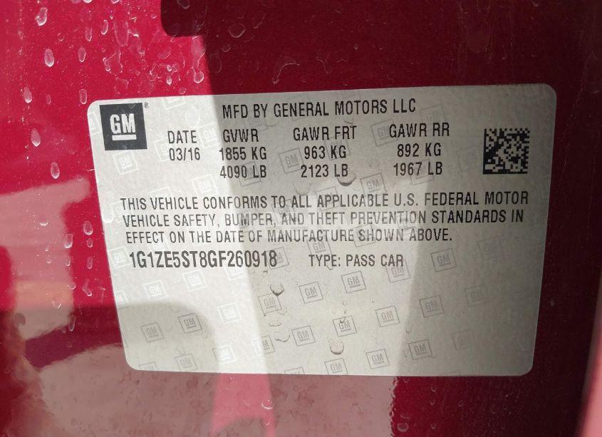 Photo 9 of 2016 Chevrolet Malibu 1LT (VIN 1G1ZE5ST8GF260918)