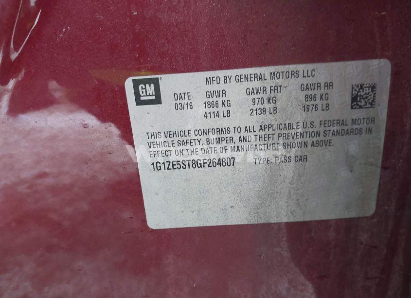 Photo 9 of 2016 Chevrolet Malibu 1LT (VIN 1G1ZE5ST8GF264807)