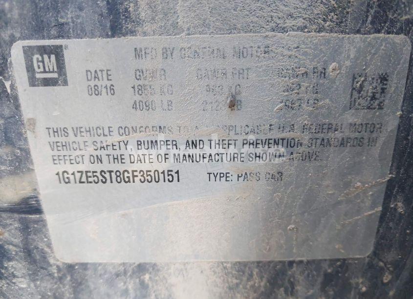 Photo 9 of 2016 Chevrolet Malibu 1LT (VIN 1G1ZE5ST8GF350151)