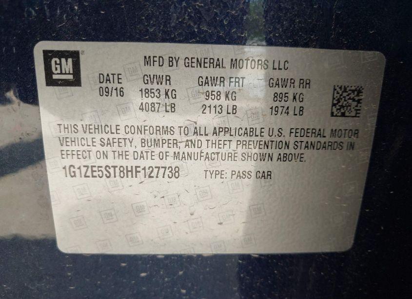 Photo 9 of 2017 Chevrolet Malibu 1LT (VIN 1G1ZE5ST8HF127738)