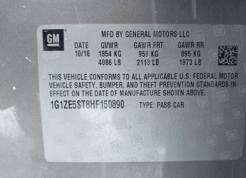 Photo 9 of 2017 Chevrolet Malibu 1LT (VIN 1G1ZE5ST8HF150890)