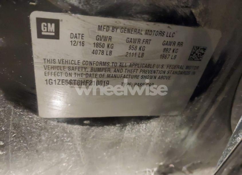 Photo 9 of 2017 Chevrolet Malibu 1LT (VIN 1G1ZE5ST8HF210019)