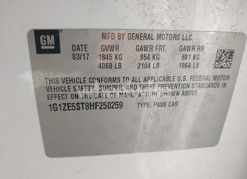 Photo 9 of 2017 Chevrolet Malibu 1LT (VIN 1G1ZE5ST8HF250259)