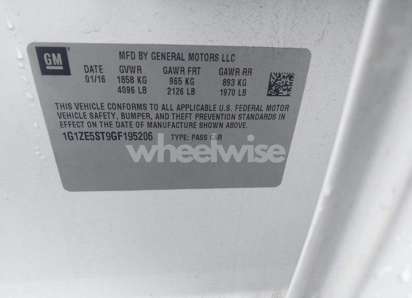 Photo 9 of 2016 Chevrolet Malibu 1LT (VIN 1G1ZE5ST9GF195206)