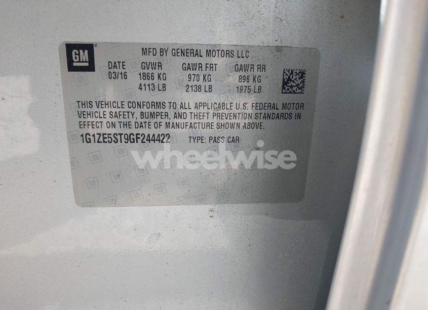 Photo 9 of 2016 Chevrolet Malibu 1LT (VIN 1G1ZE5ST9GF244422)