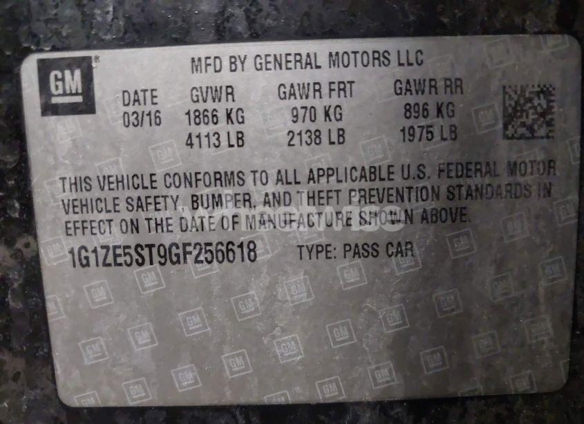 Photo 9 of 2016 Chevrolet Malibu 1LT (VIN 1G1ZE5ST9GF256618)