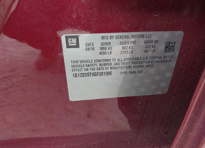 Photo 9 of 2016 Chevrolet Malibu 1LT (VIN 1G1ZE5ST9GF281986)