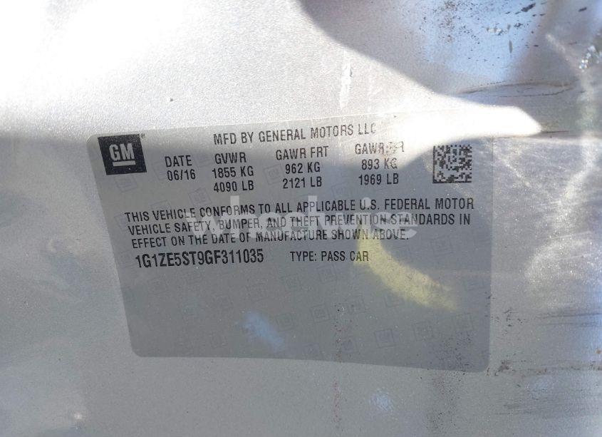 Photo 9 of 2016 Chevrolet Malibu 1LT (VIN 1G1ZE5ST9GF311035)