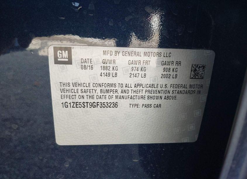 Photo 9 of 2016 Chevrolet Malibu 1LT (VIN 1G1ZE5ST9GF353236)