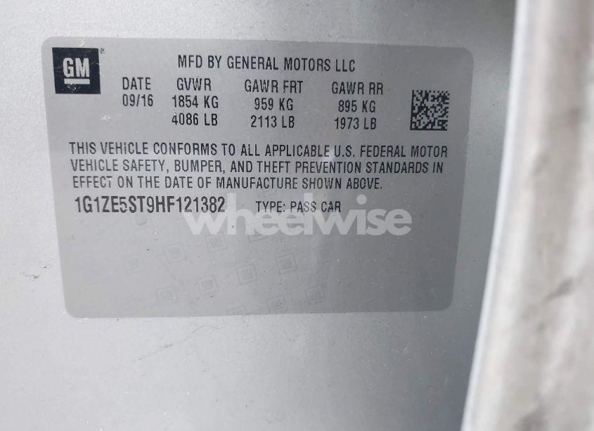 Photo 9 of 2017 Chevrolet Malibu 1LT (VIN 1G1ZE5ST9HF121382)