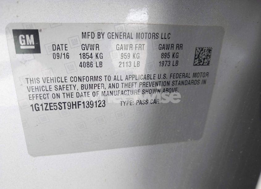 Photo 9 of 2017 Chevrolet Malibu 1LT (VIN 1G1ZE5ST9HF139123)