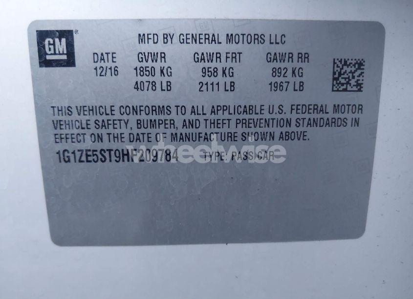 Photo 9 of 2017 Chevrolet Malibu 1LT (VIN 1G1ZE5ST9HF209784)