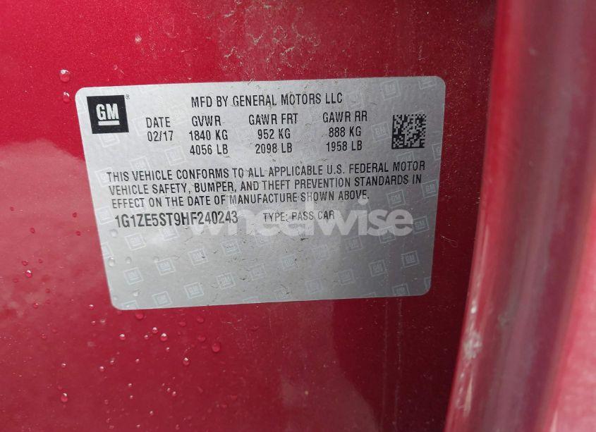 Photo 9 of 2017 Chevrolet Malibu 1LT (VIN 1G1ZE5ST9HF240243)