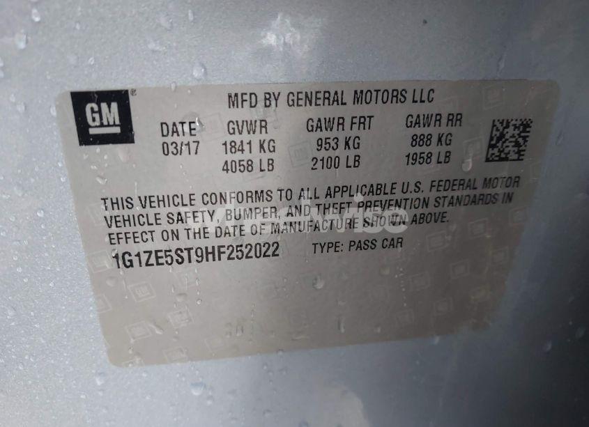 Photo 9 of 2017 Chevrolet Malibu 1LT (VIN 1G1ZE5ST9HF252022)